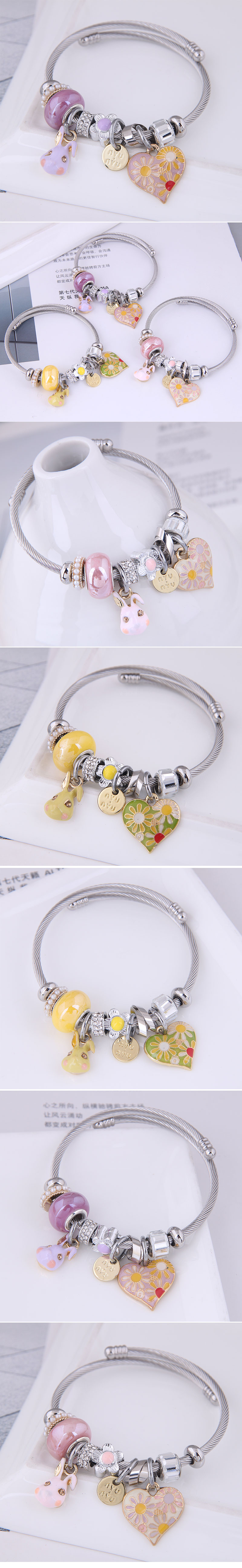 fashion metal simple mouse heart pendant multi-element accessories bracelet