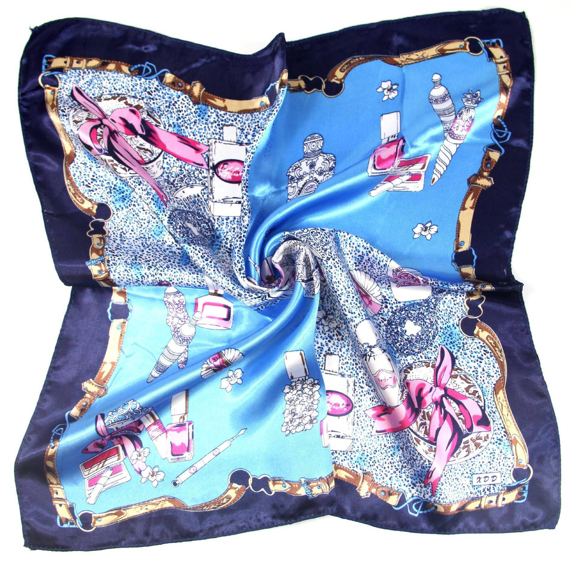 Autumn and winter small silk scarf womens imitation silk printing small square scarfpicture6