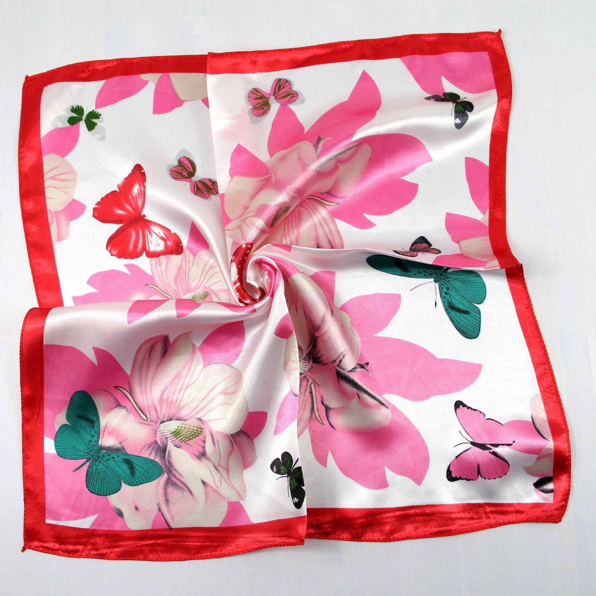 Autumn and winter small silk scarf womens imitation silk printing small square scarfpicture11