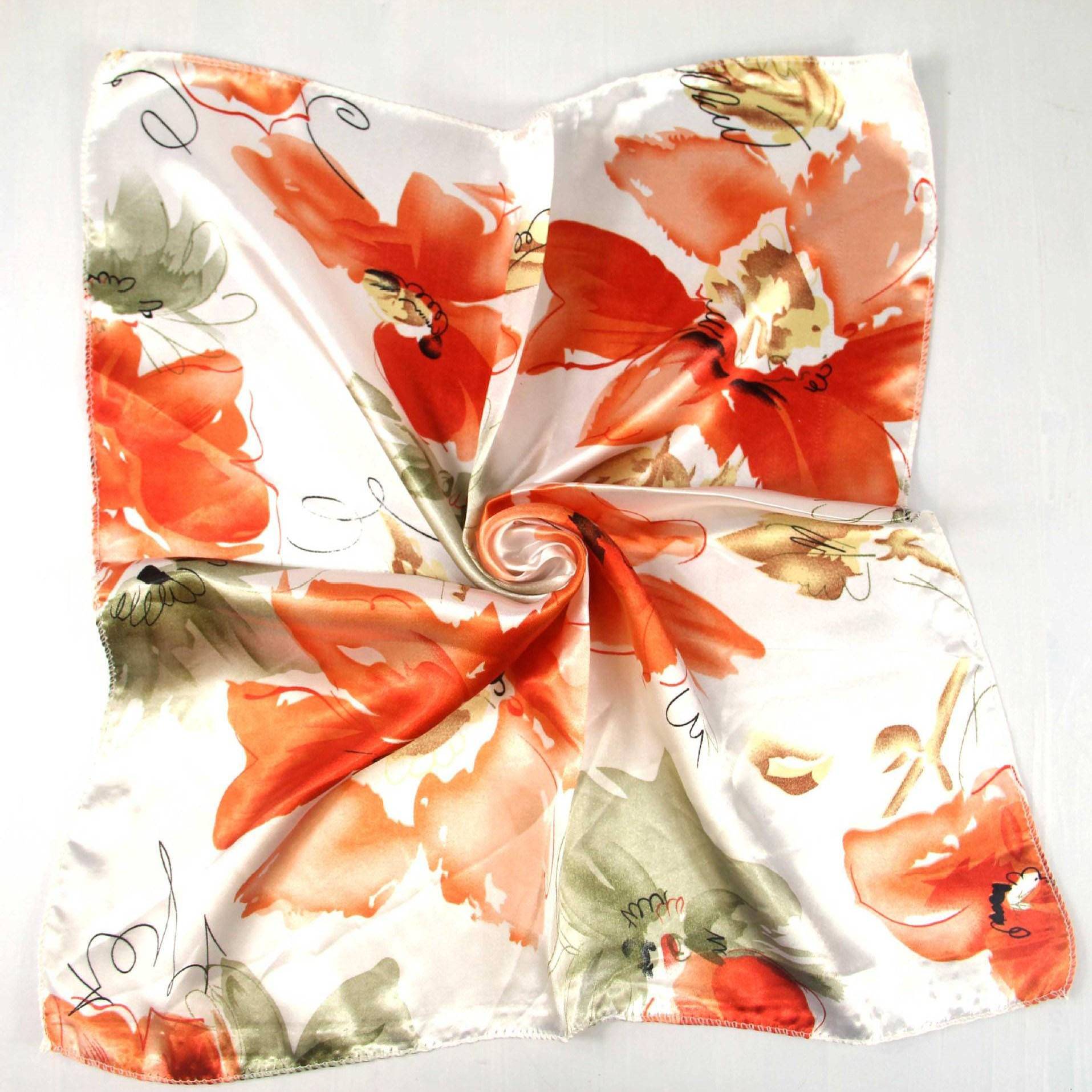 Autumn and winter small silk scarf womens imitation silk printing small square scarfpicture21