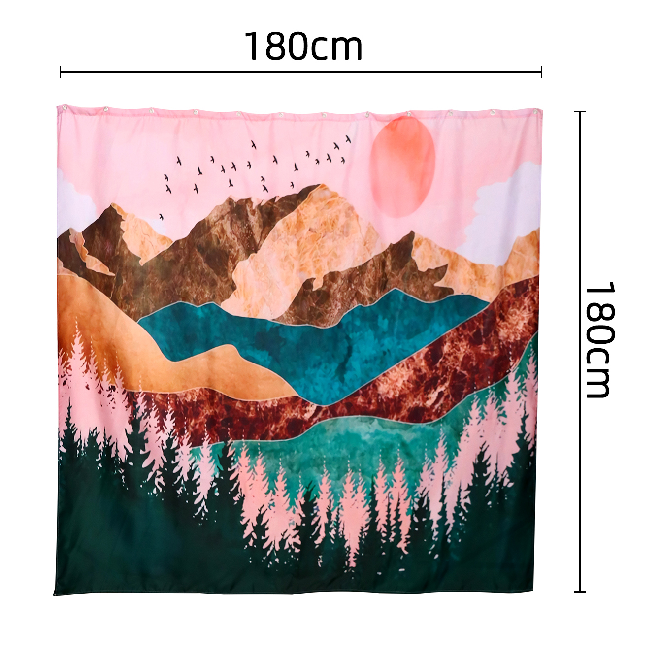 1 pc de rideau de douche imprim polyester coucher de soleil 180180picture1