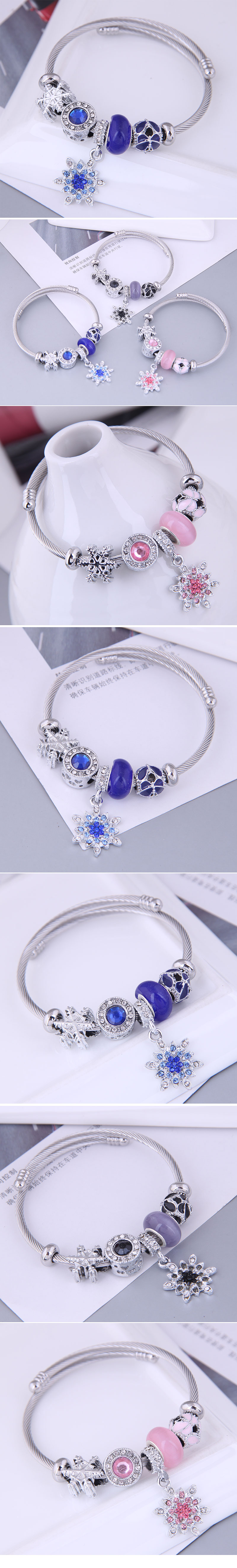 European and American fashion metal simple snowflake pendant accessories bracelet