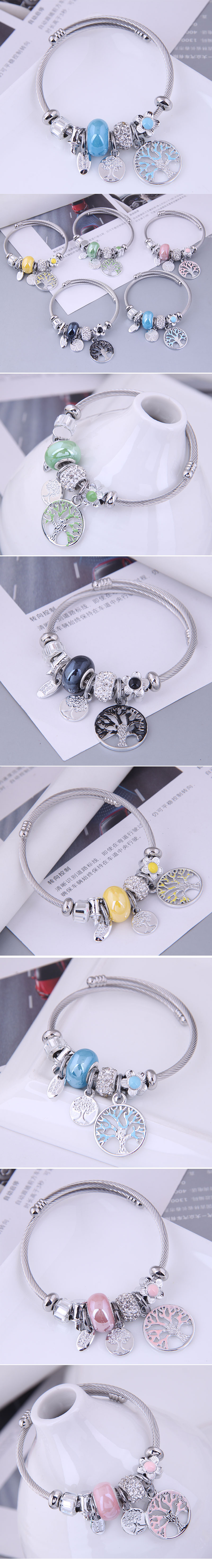 European and American fashion simple tree of life pendant multi-element bracelet