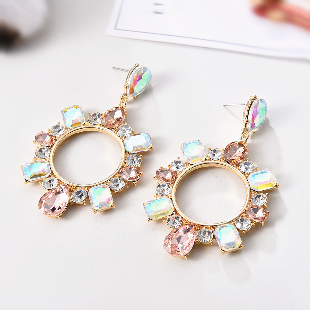 European and American style exaggerated geometric alloy diamond earrings wholesalepicture1