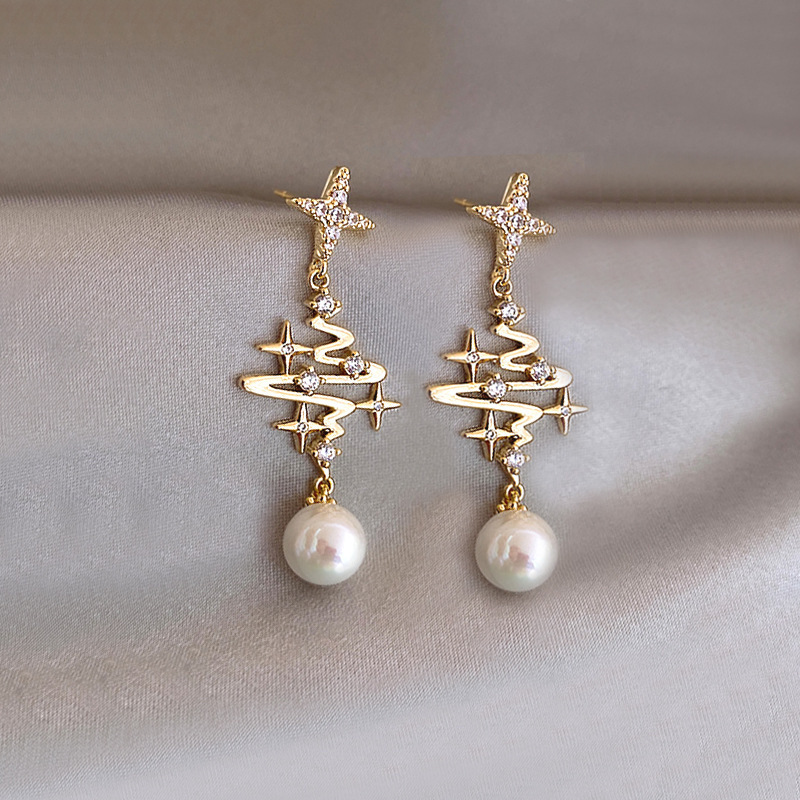 Korean style starry sky diamond pearl earrings new trendy earrings femalepicture2
