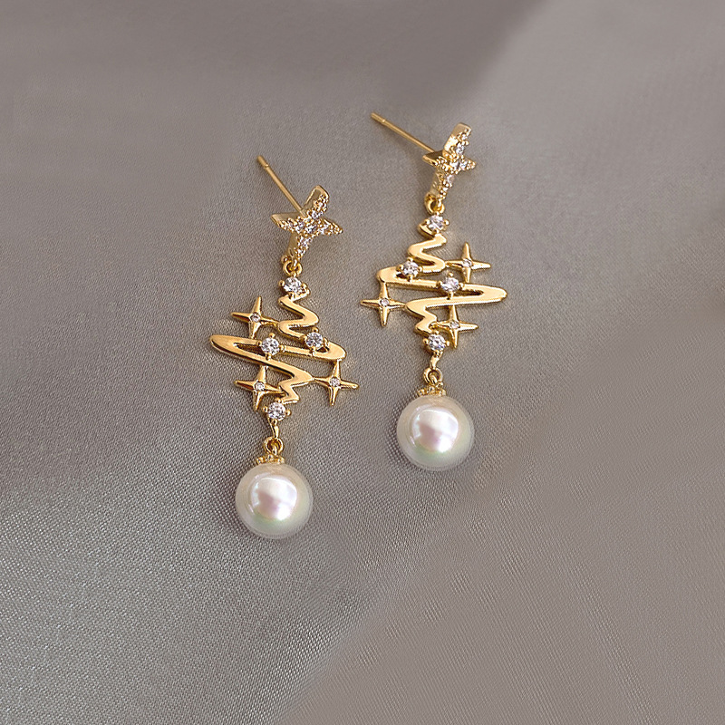 Korean style starry sky diamond pearl earrings new trendy earrings femalepicture4