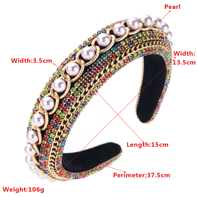 fashion geometric chain braided pearl rhinestone headbandpicture1