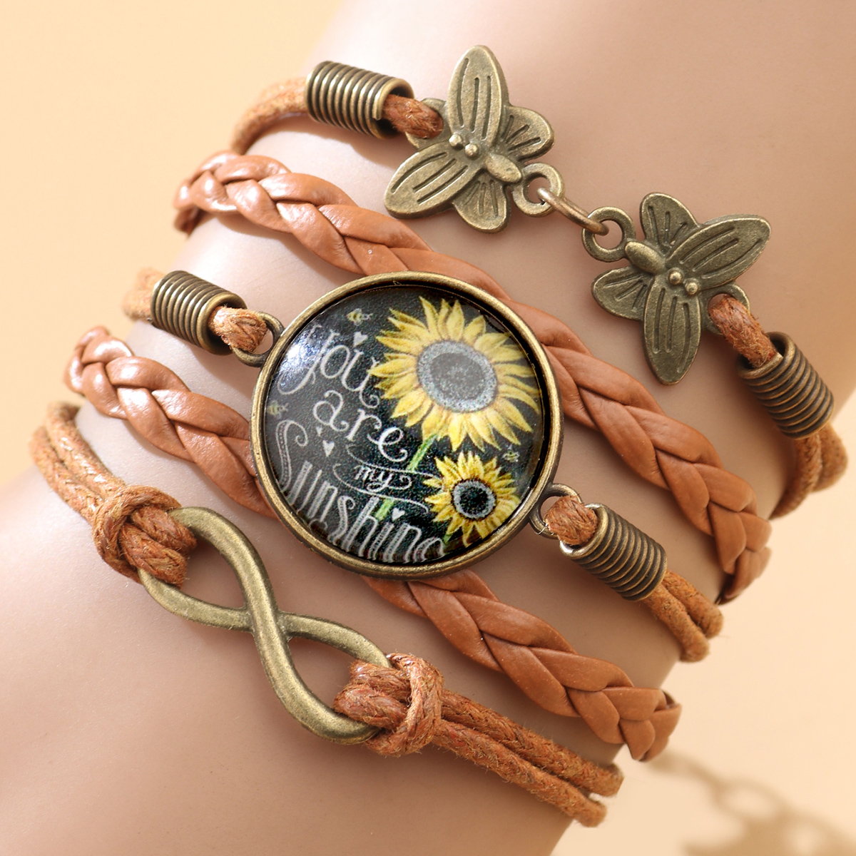 Time Gem Bracelet Female Retro Butterfly 8-Character Combination Bracelet