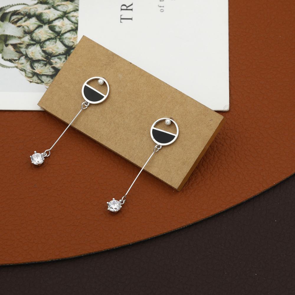 fashion simple halfhollow circle copper zircon drop earringspicture1