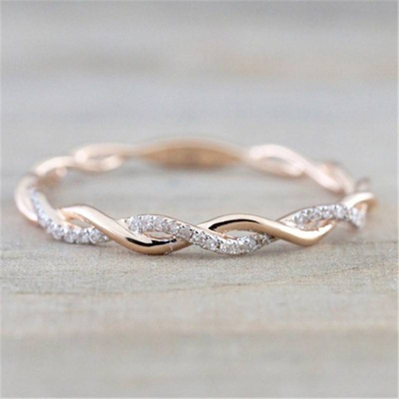 New Twisted Rope Micro Inlaid Zircon Ring Wholesale