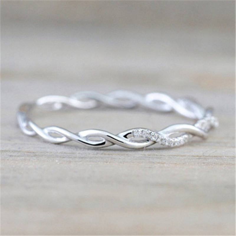 New Twisted Rope Micro Inlaid Zircon Ring Wholesale