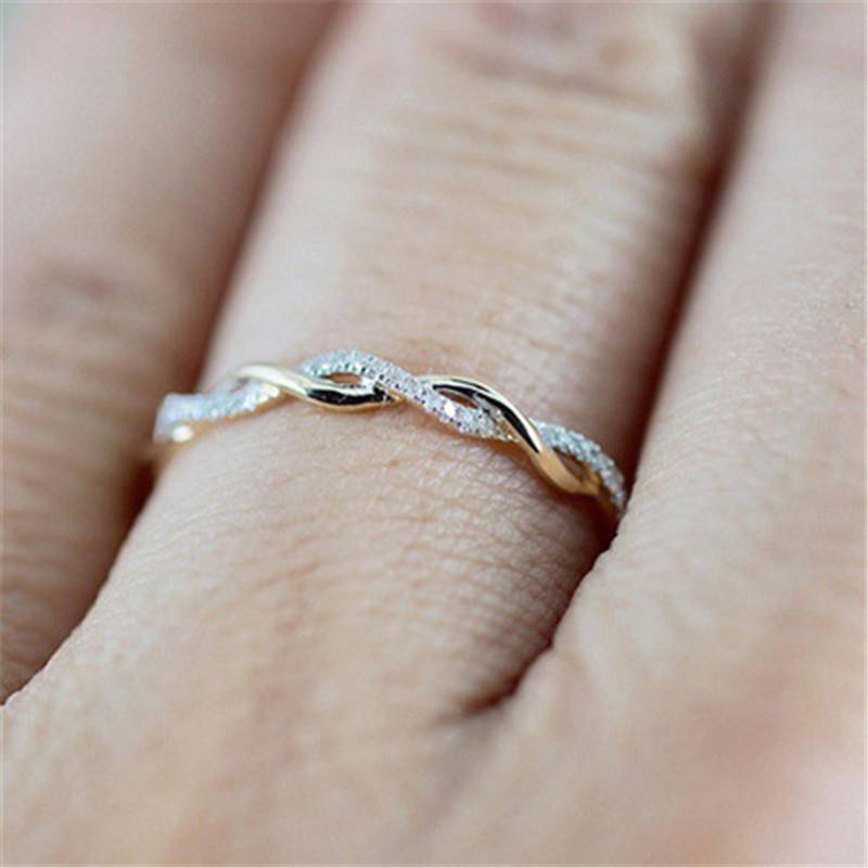 New Twisted Rope Micro Inlaid Zircon Ring Wholesale