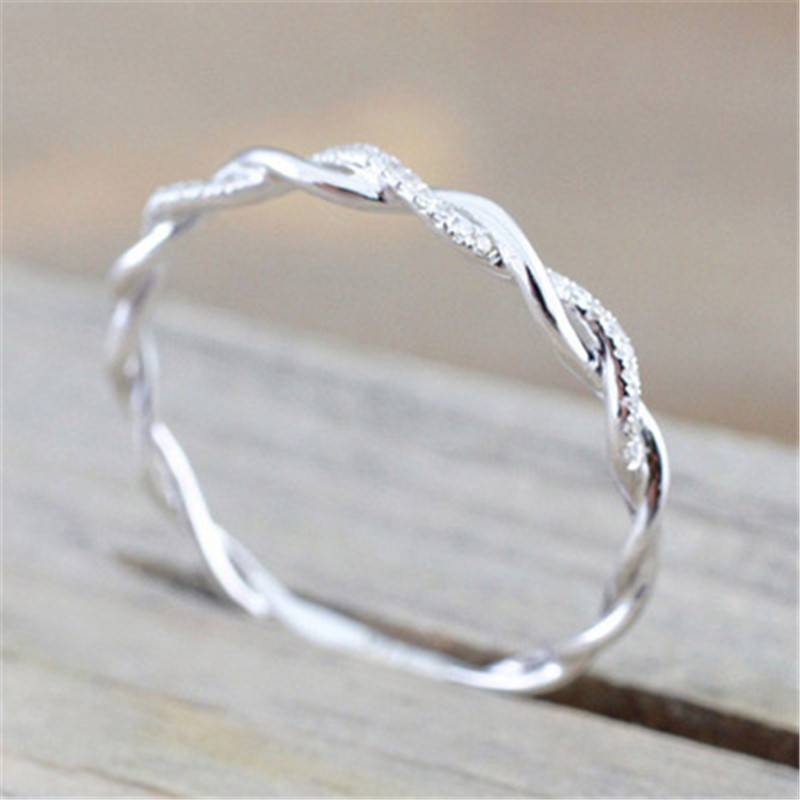 New Twisted Rope Micro Inlaid Zircon Ring Wholesale