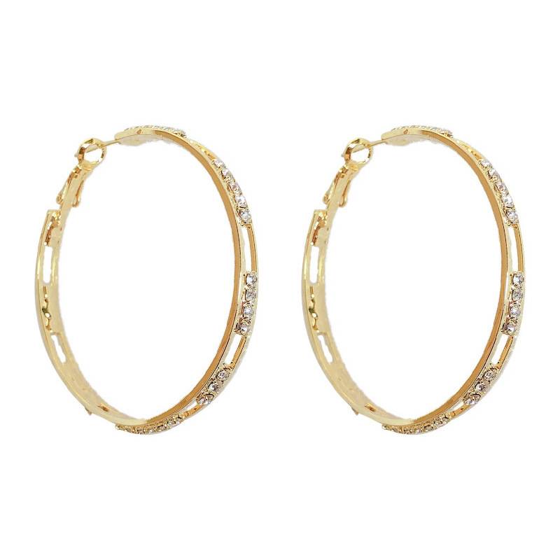 Fashion circle geometric hollow inlaid zircon alloy earringspicture5