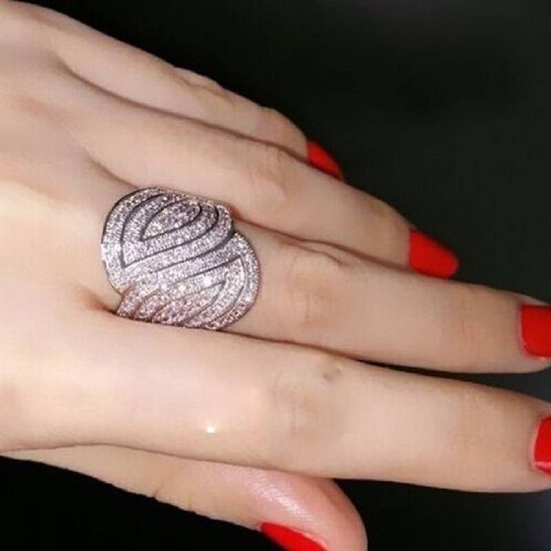 fashion hollow geometric irregular zircon alloy ring wholesale