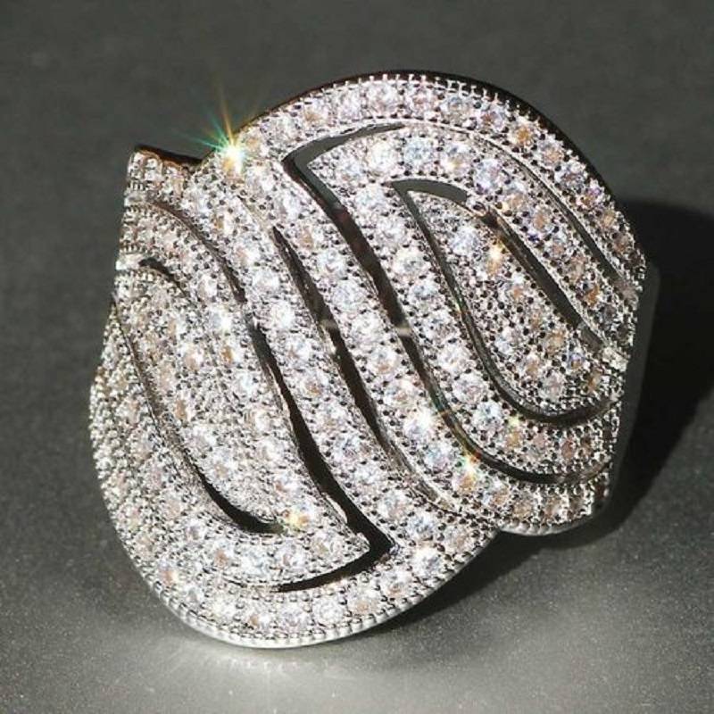 fashion hollow geometric irregular zircon alloy ring wholesale