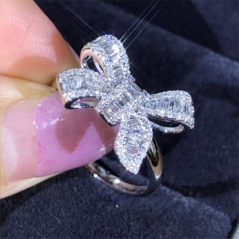 Fashion New bow inlaid square zircon ring wholesale