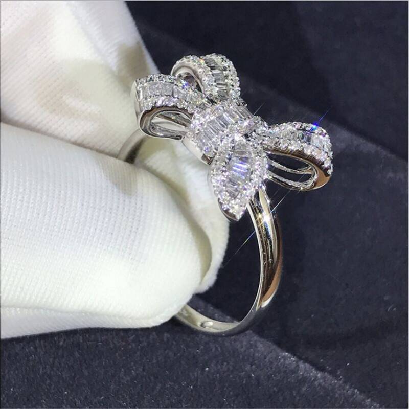 Fashion New bow inlaid square zircon ring wholesale