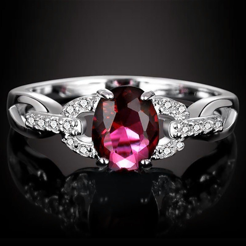 Fashion geometric contrast color Inlaid color sapphire zircon ring