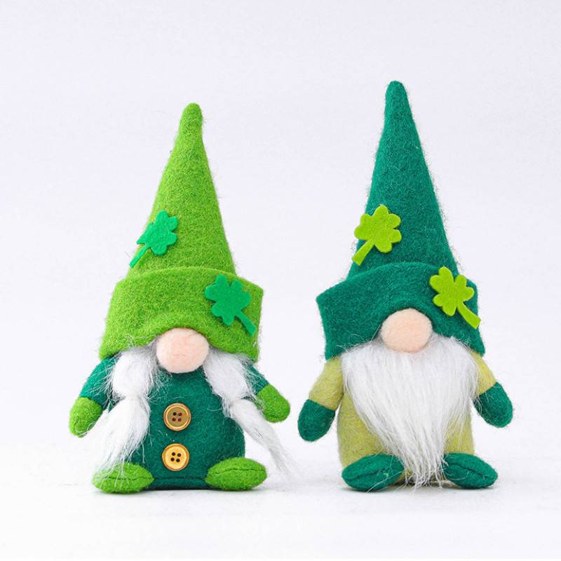 Trfle vert irlandais dcoration de poupe sans visage ornements de dcoration de vacancespicture5