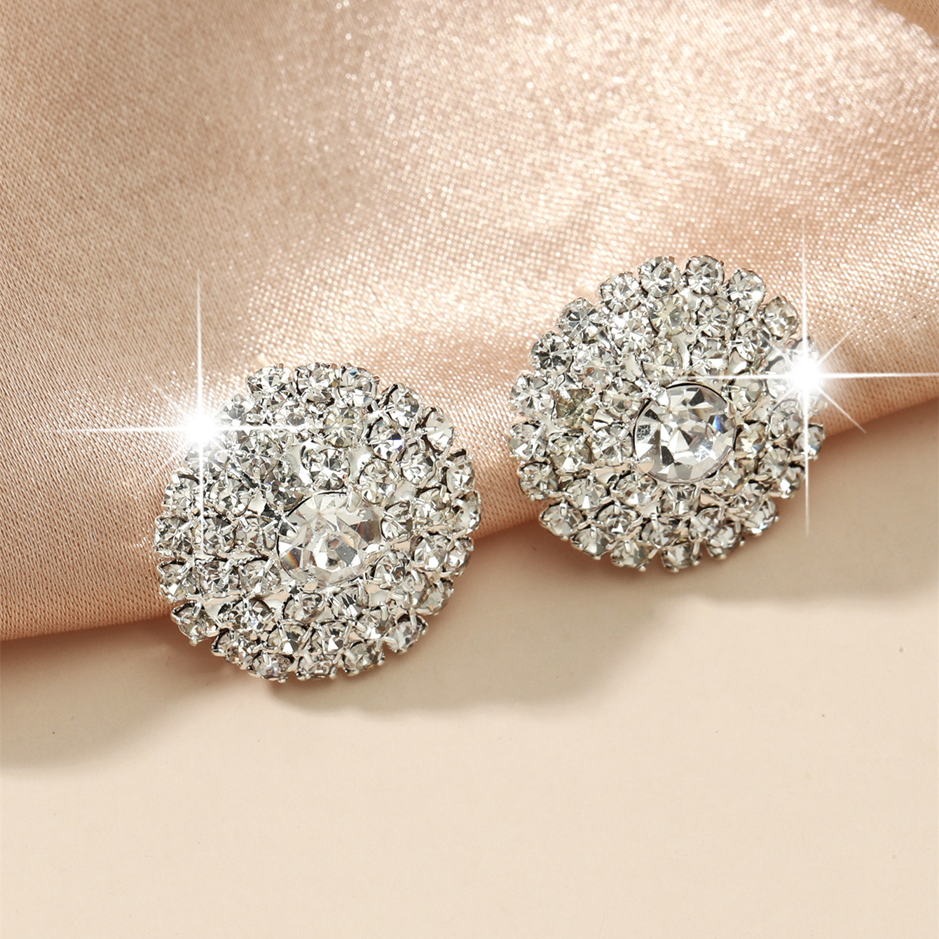 fashion big full rhinestone square exaggerated large stud earrings