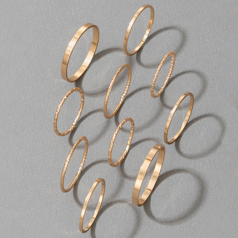 Koreanischer einfacher Schmuck schlichter Ring zehnteiliges Set aus einfachem GelenkringSetpicture6