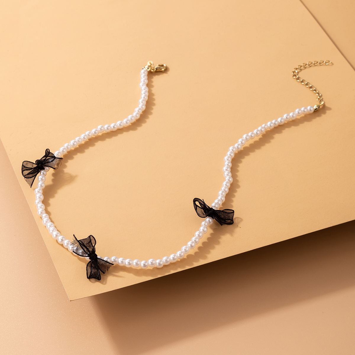 Mode Nachahmung Perle Schleife einlagige Halskette Boho Halskettepicture3