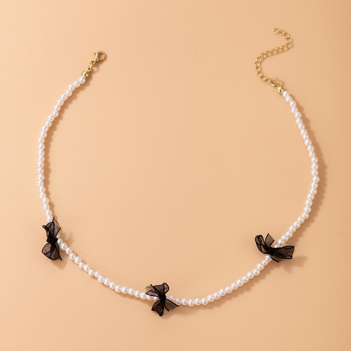 Mode Nachahmung Perle Schleife einlagige Halskette Boho Halskettepicture4