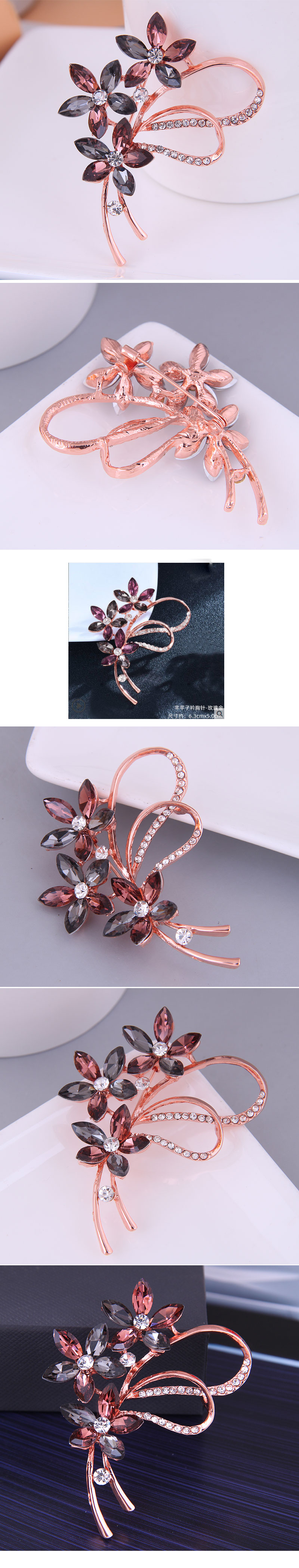 Korean fashion simple diamond flowers alloy adies broochpicture1