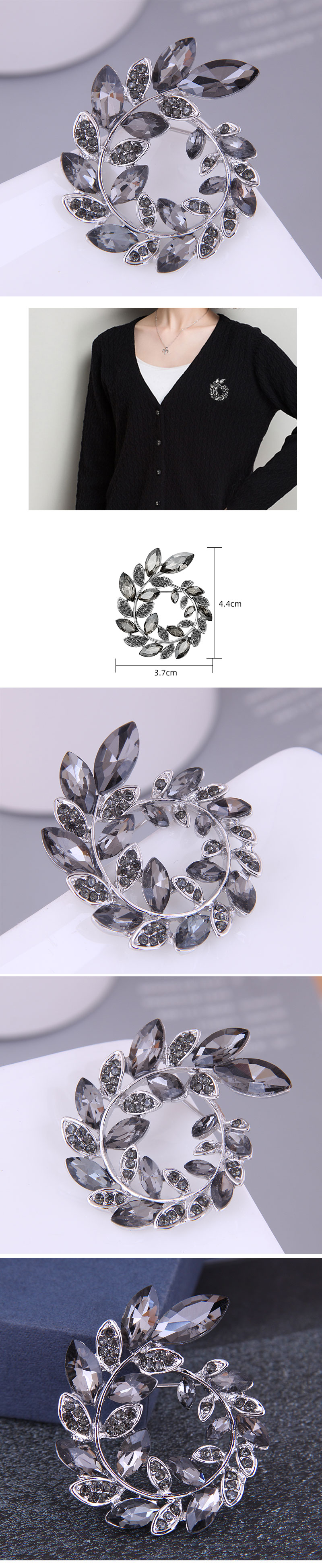 Korean fashion simple alloy diamond bright petals ladies broochpicture1