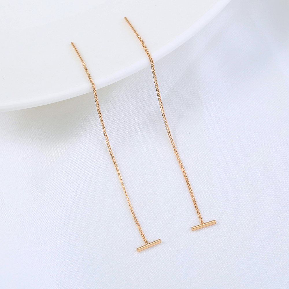 simple fashion ear line long tassel fine line hollow chain copper earringspicture1