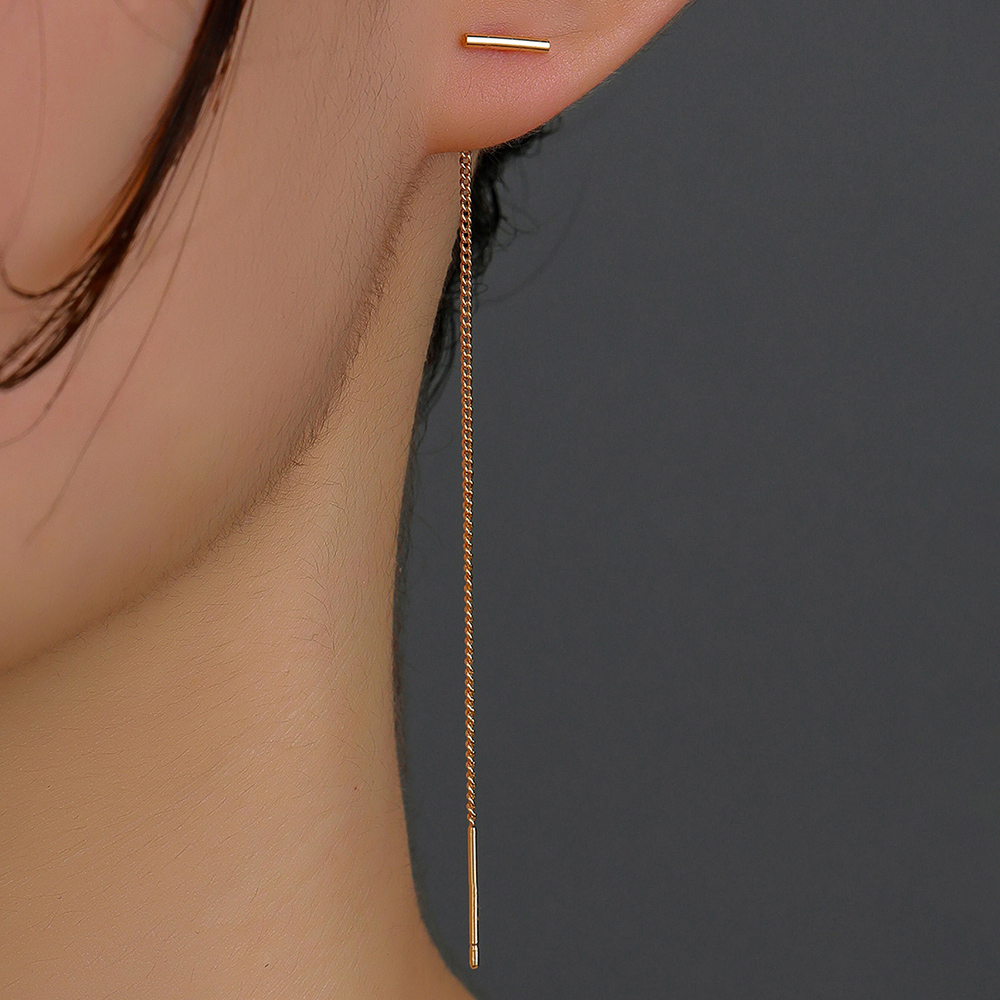 simple fashion ear line long tassel fine line hollow chain copper earringspicture8