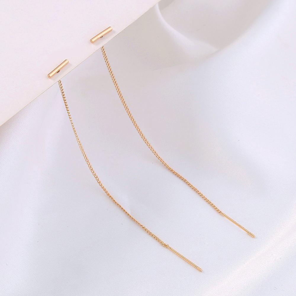 simple fashion ear line long tassel fine line hollow chain copper earringspicture5