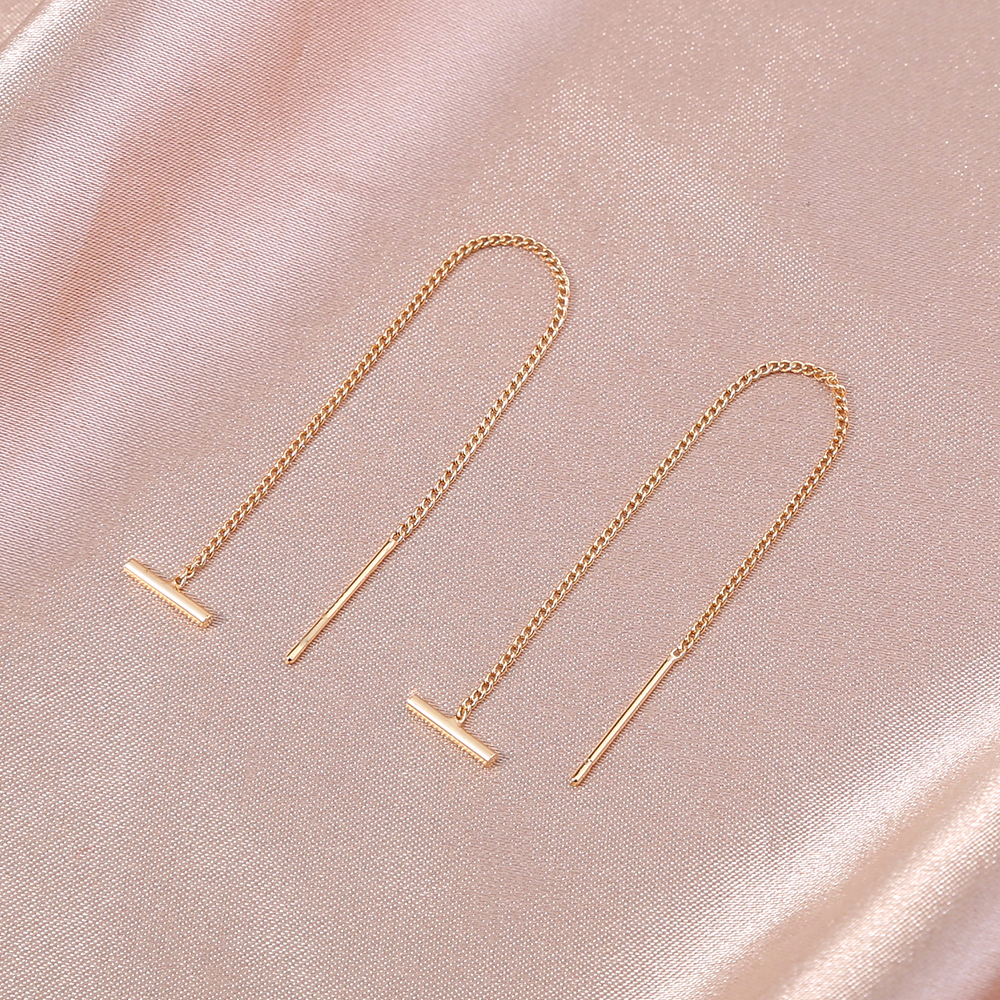 simple fashion ear line long tassel fine line hollow chain copper earringspicture3