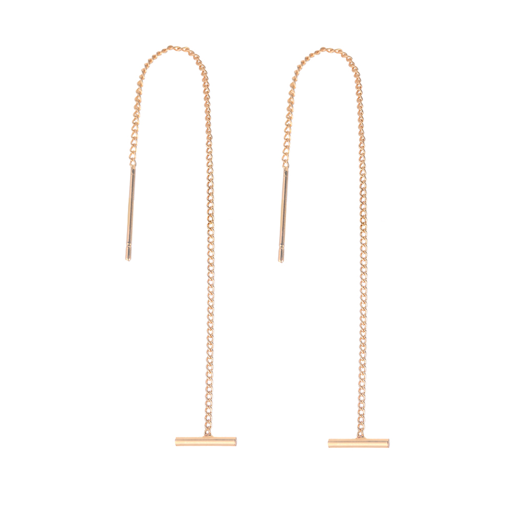 simple fashion ear line long tassel fine line hollow chain copper earringspicture2
