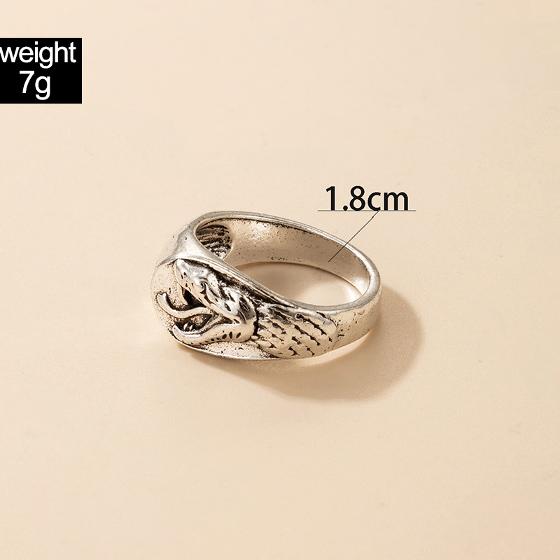 exaggerated punk hip-hop ethnic style snake fox animal moon single ring