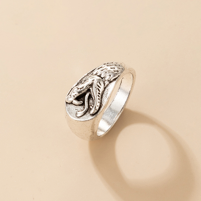 exaggerated punk hip-hop ethnic style snake fox animal moon single ring