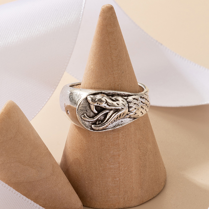 exaggerated punk hip-hop ethnic style snake fox animal moon single ring