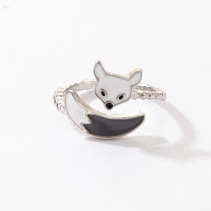 exaggerated punk hip-hop ethnic style snake fox animal moon single ring