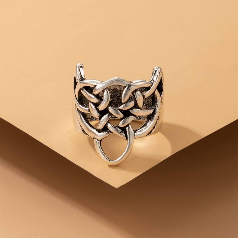 exaggerated punk hip-hop ethnic style snake fox animal moon single ring