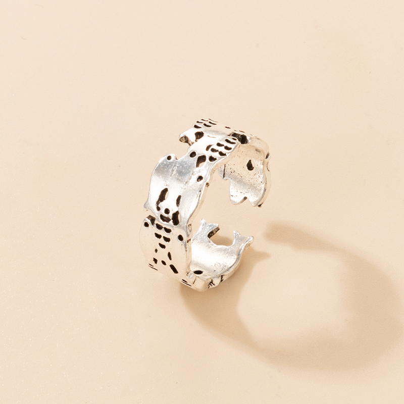 exaggerated punk hip-hop ethnic style snake fox animal moon single ring