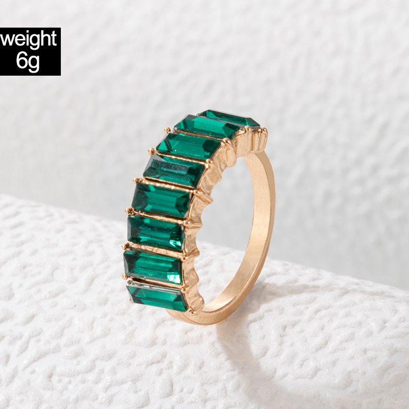 fashion rectangular multicolor diamond alloy single ring femalepicture1