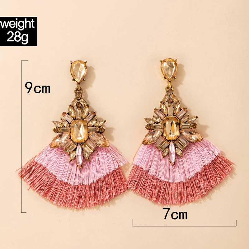 fashion contrast color alloy rhinestones flower circle geometric earringspicture28