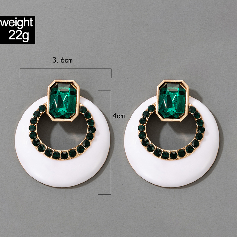 fashion contrast color alloy rhinestones flower circle geometric earringspicture10