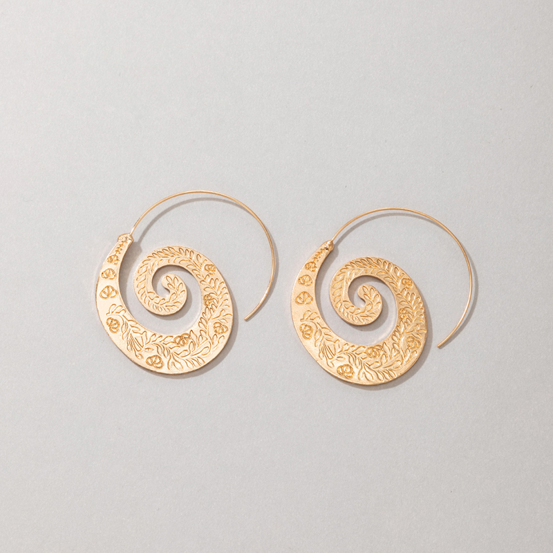 Boho Vintage Hollow Geometric Spiral Earrings Drop Earringspicture2