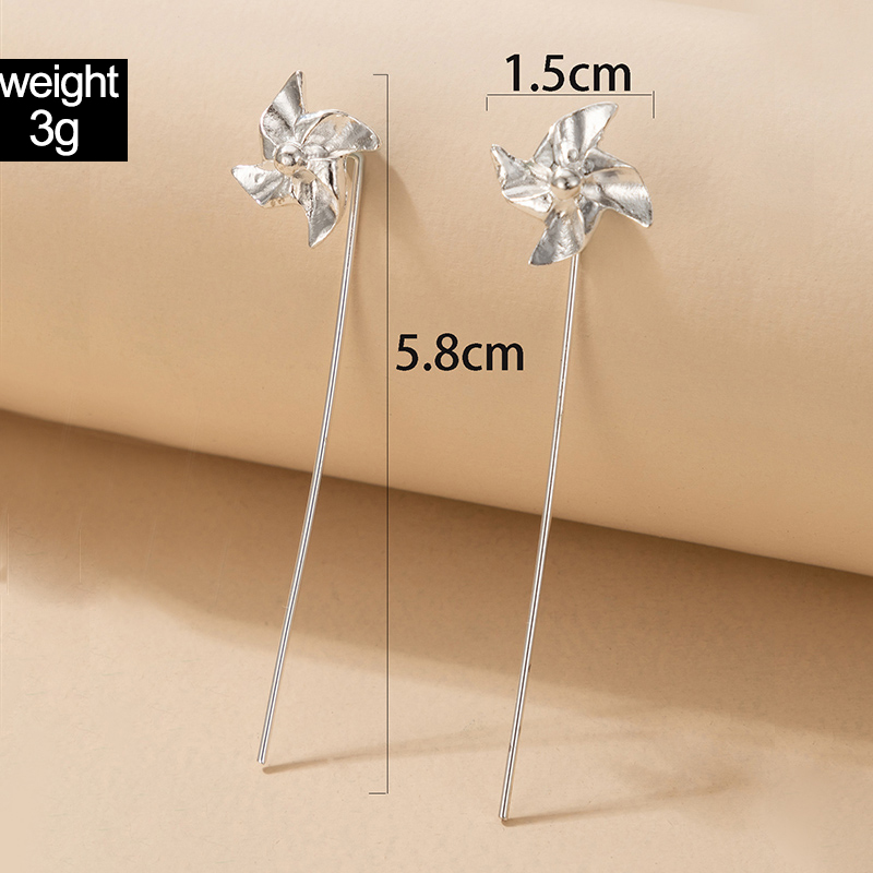 Fashion simple cute geometric and small windmill alloy stud earringspicture1