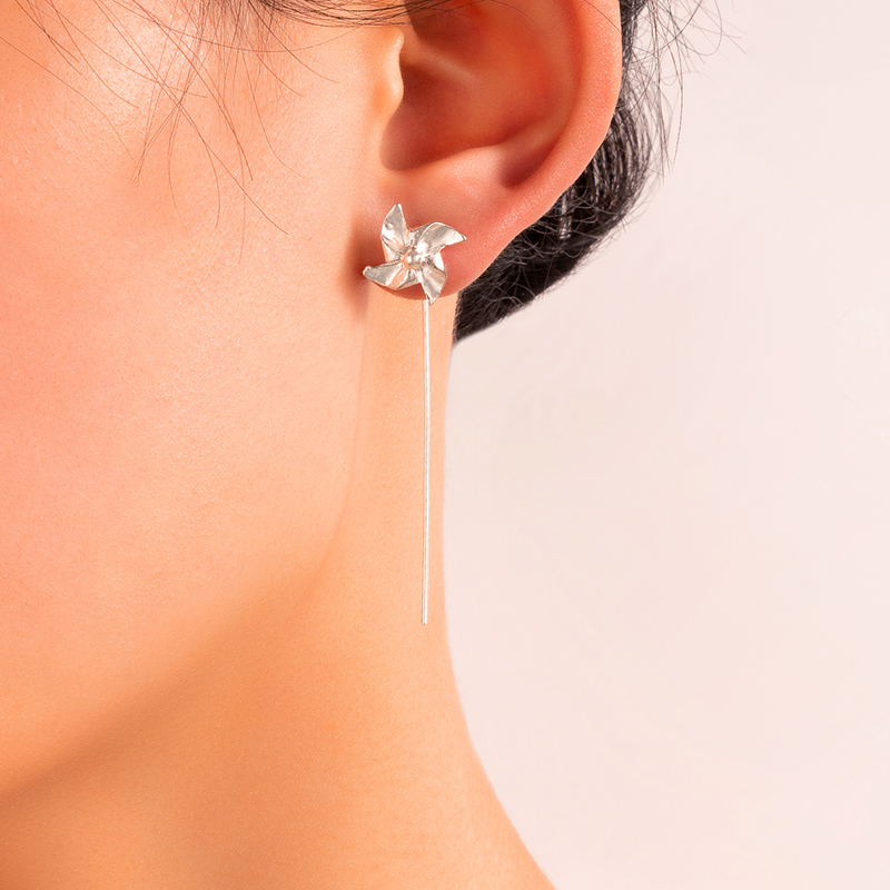 Fashion simple cute geometric and small windmill alloy stud earringspicture2