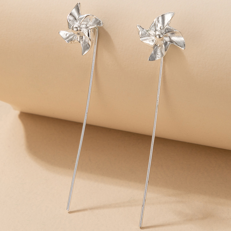 Fashion simple cute geometric and small windmill alloy stud earringspicture3