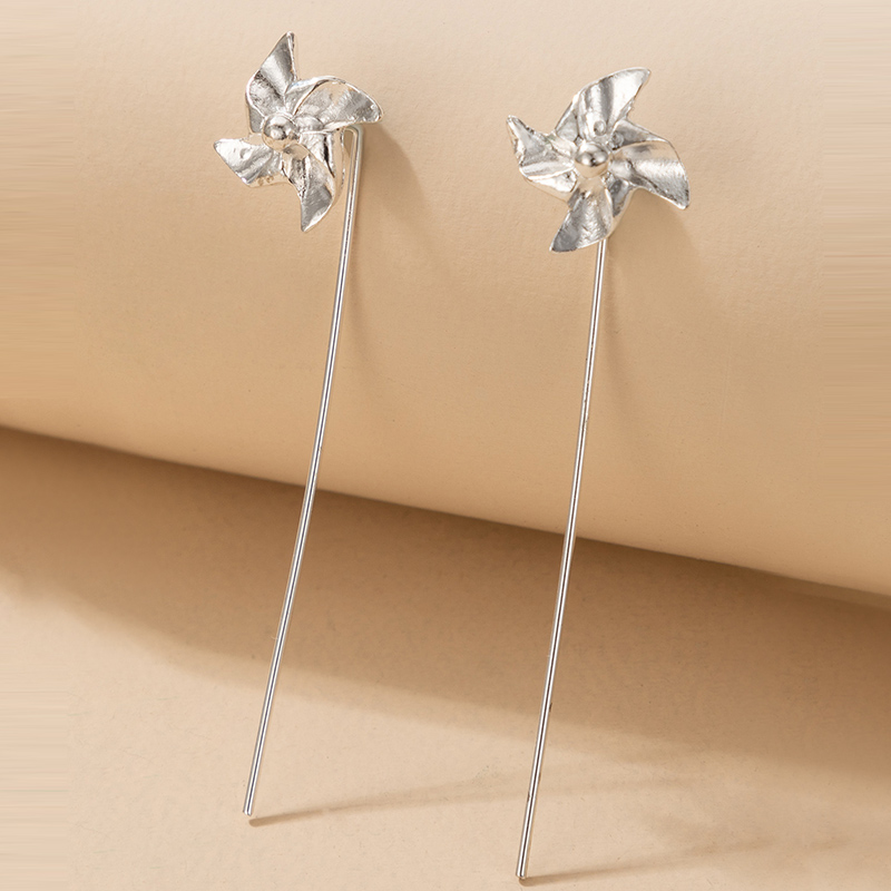 Fashion simple cute geometric and small windmill alloy stud earringspicture5