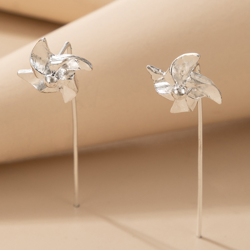 Fashion simple cute geometric and small windmill alloy stud earringspicture6